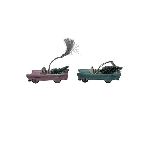 Lenox Retro Cars Ornament Set Of 2 4-Inch Ceramic Holiday Decorations - Picture 6 of 13